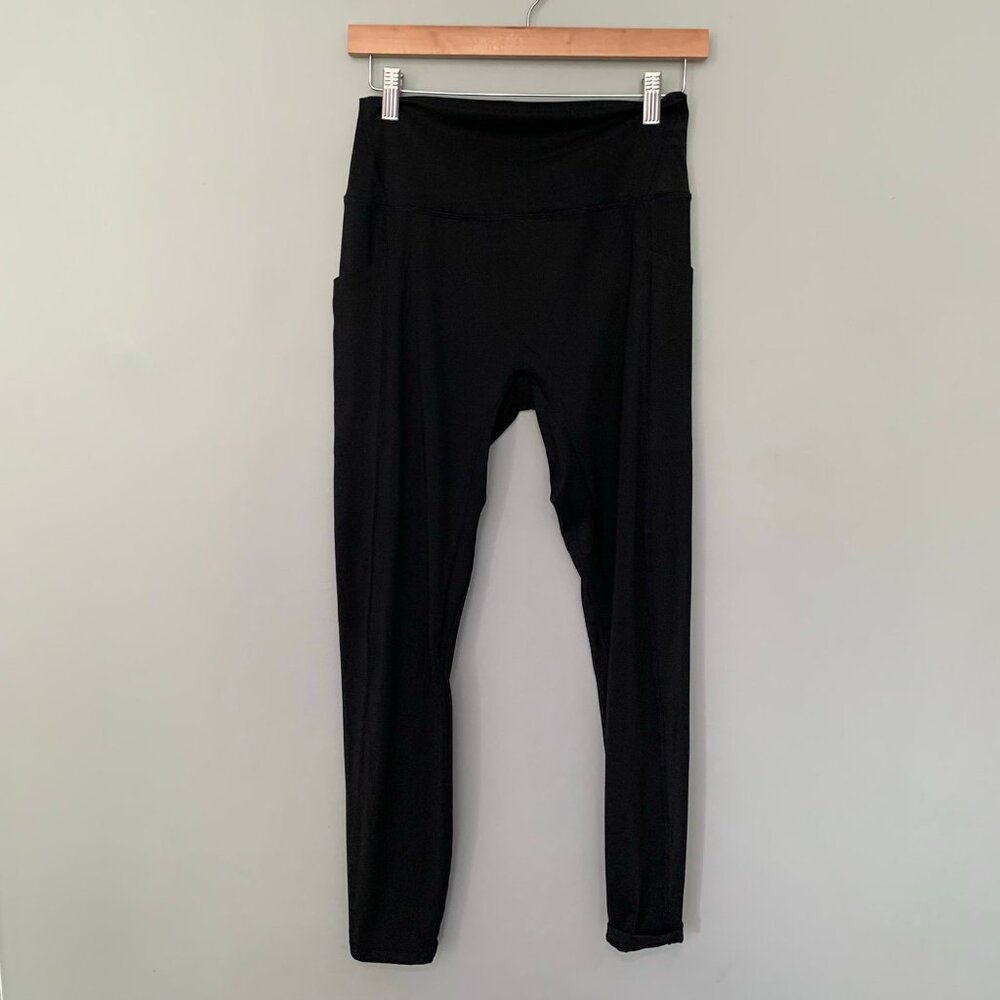 NEW Burn Boot Camp Leggings Women XL Black High Waisted Side Pockets Athletic
